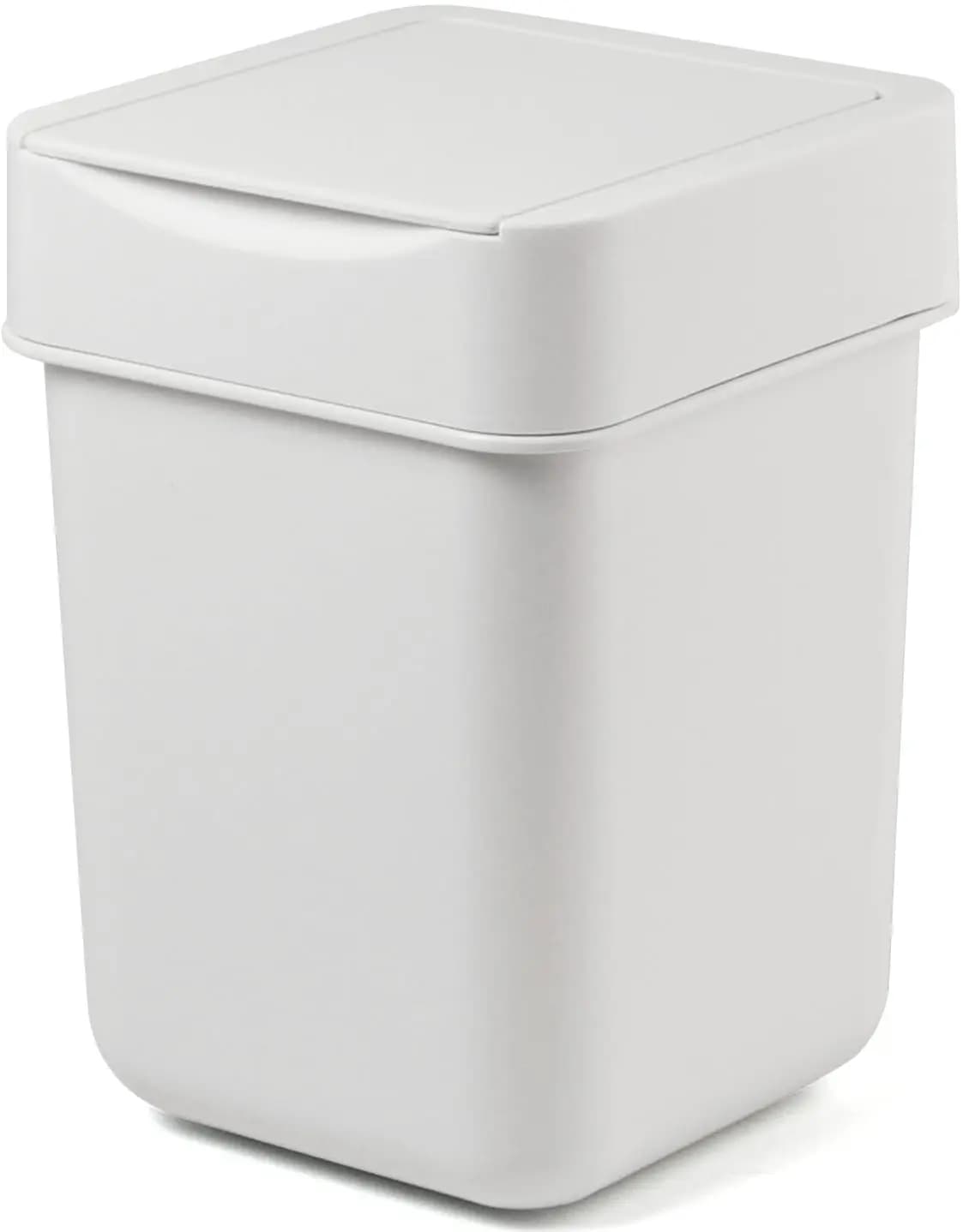 Mini Cestino con Coperchio, 2L/0.5Gal, Contenitore per Rifiuti da Bancone per Bagno, Cucina, Ufficio, Scrivania, Camera da Letto - Bianco