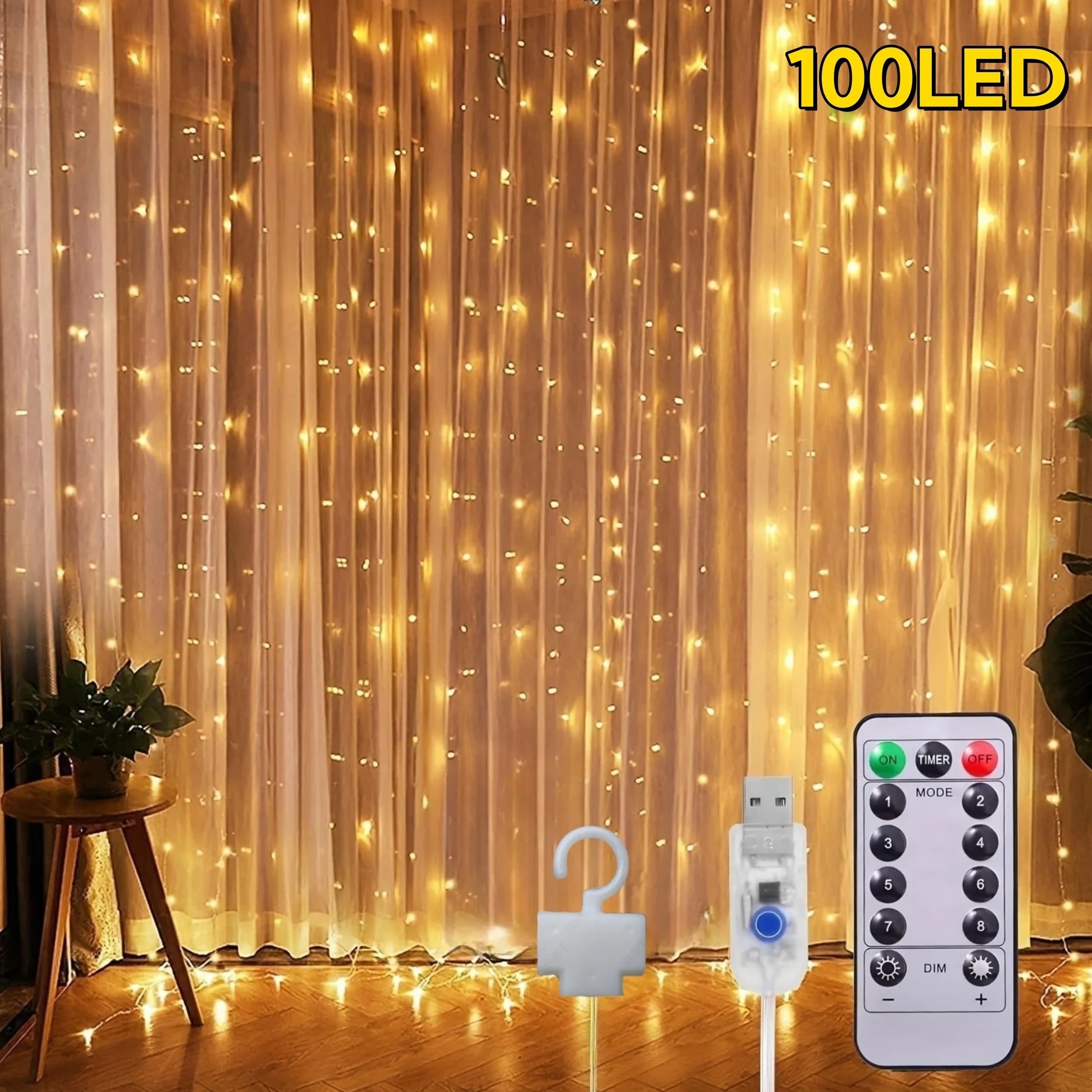 Luci a corda a LED Decorazioni natalizie Luci per tende a festone USB remote a 8 modalità per la casa delle vacanze di nozze Lampada per feste di Capodanno