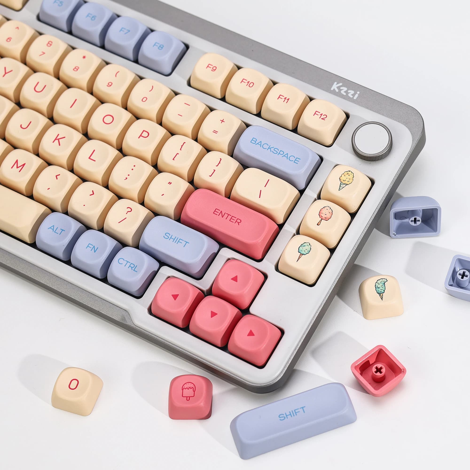 Keycaps KBDiy a Tema Marshmallow, Profilo KOA MOA, PBT ISO, Personalizzati per Switch MX, Tastiera Meccanica da Gaming 60%