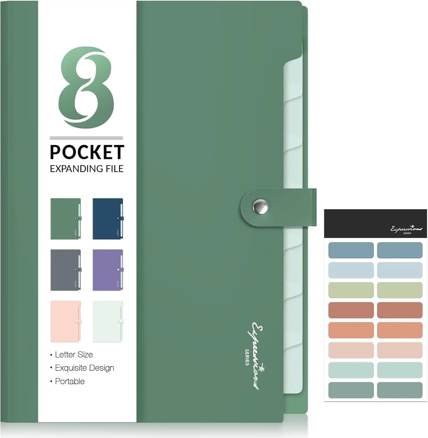 Elegante Organizzatore per Documenti a Fisarmonica, Cartella Espandibile a 8 Tasche con Etichette, Portadocumenti Portatile per Scuola e Ufficio