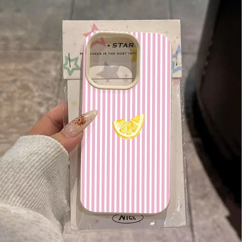 Orange Pink and White Stripes Phone Case For Samsung Galaxy A16 A26 A36 A37 A55 A56 A57 S26 Ultra S25 S24 FE S23 S22 Plus Cover