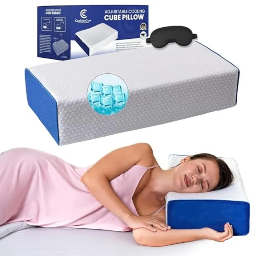 Cuscino a Cubo per Chi Dorme di Lato, Altezza Regolabile 4,5 Pollici, Cuscino Cervicale in Memory Foam Rinfrescante per Alleviare il Dolore a Collo e Spalle