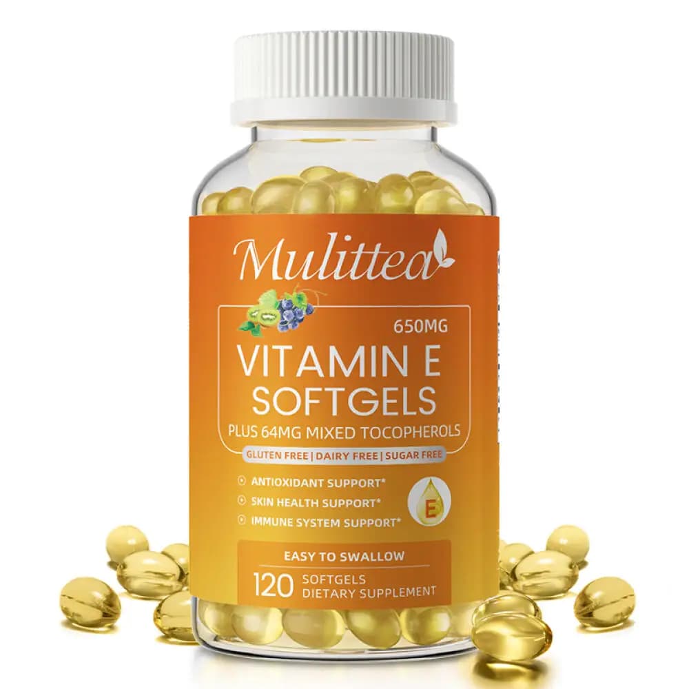 Mulittea Vitamin E Capsules for Antioxidant Relieves stress Skin care Eyes immune system Health supplement Illuminates skin