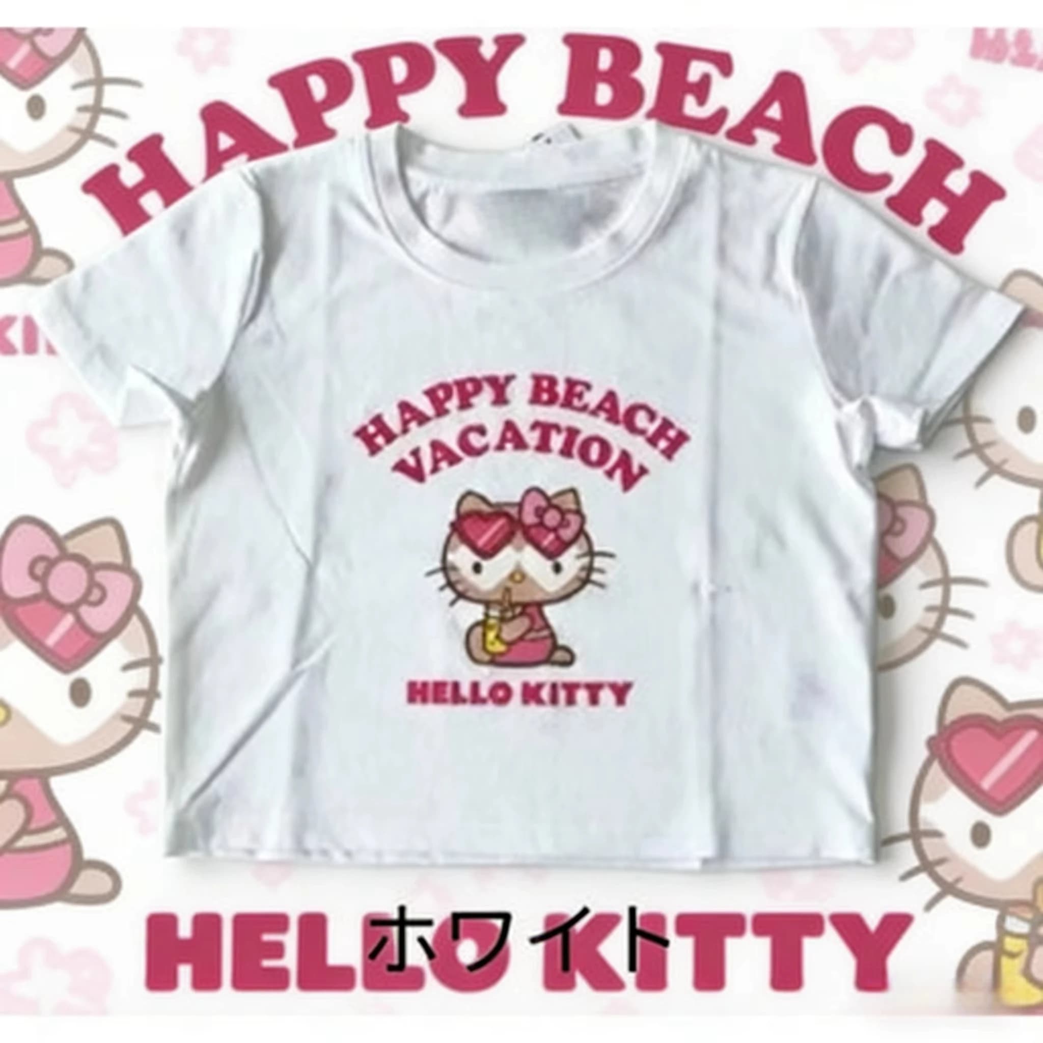 Sanrio 2026 Estate Comic Form Hello Kitty T-shirt Casual Stampata 100% Cotone per Adulti e Bambini, Top Coordinato Genitore-Figlio, Abbigliamento per la Casa Y2k