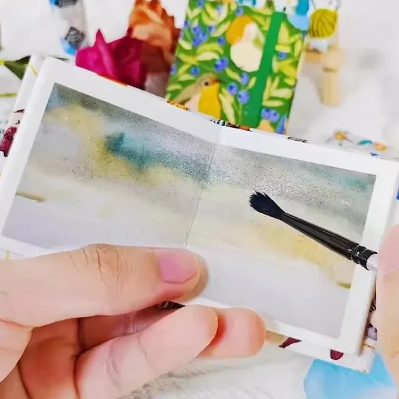 Portable Mini Fabric Art Organ Watercolor Book 300g 6*6cm 20 Sheets/book Cotton Canvas Paper Fabric Cover Sketchbook Art Paper