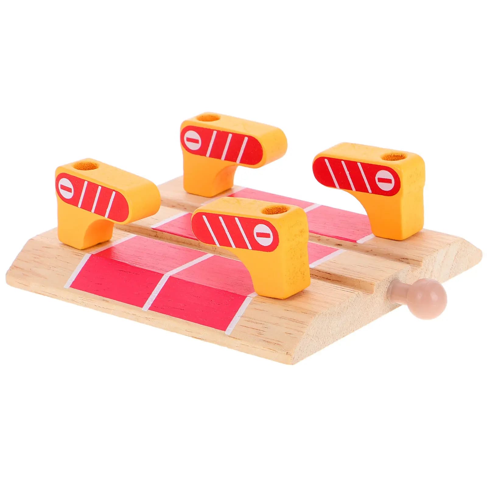 Accessori per Pista Ferroviaria in Legno: Blocco Stradale, Stazione, Piattaforma, Barriera, Attraversamento Ferroviario - Set Educativo per Bambini