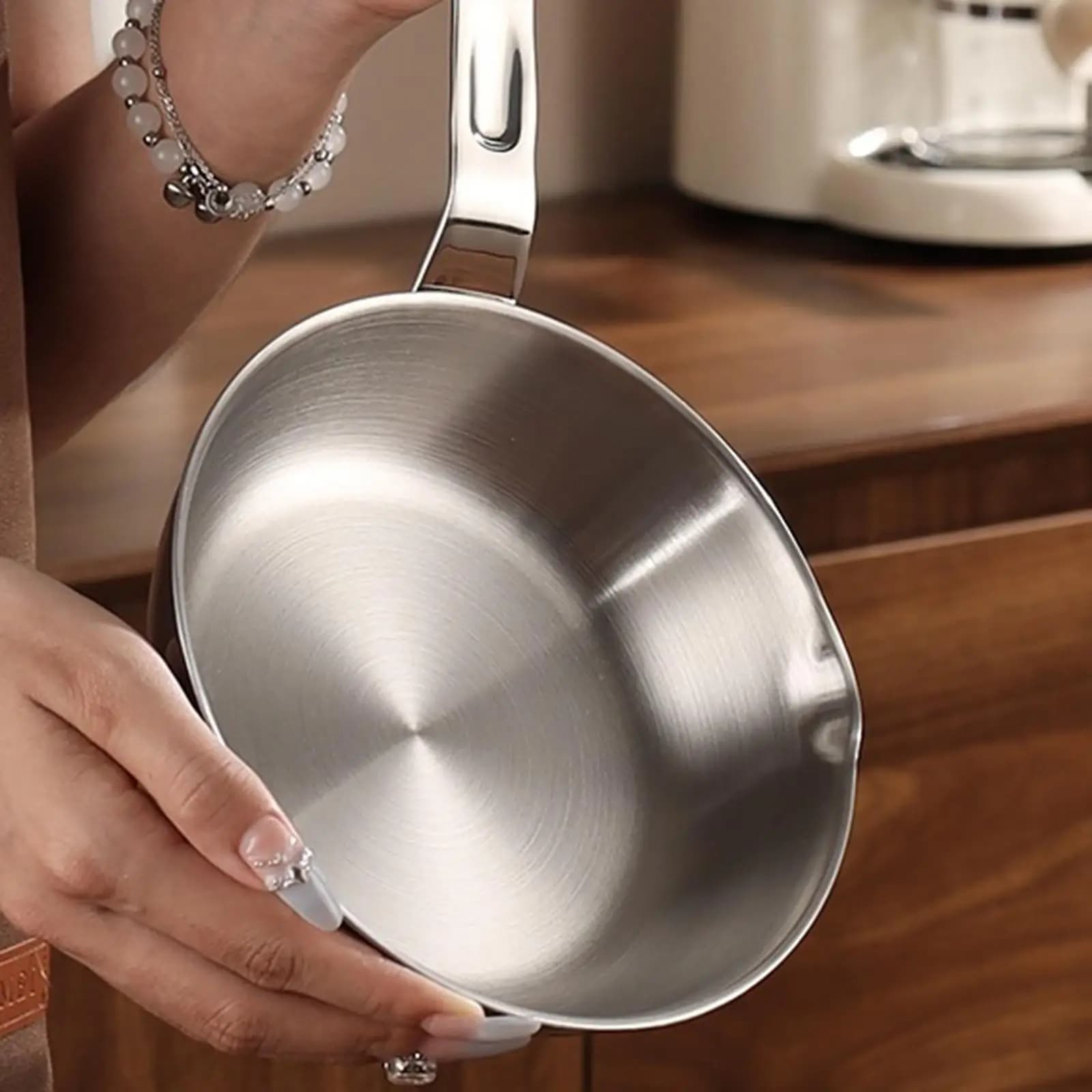 Padella per Uova in Acciaio Inox, Piccola Padella da 13,3 cm Resistente al Calore per Cucina, Fornello Elettrico e a Gas, Uso Interno ed Esterno