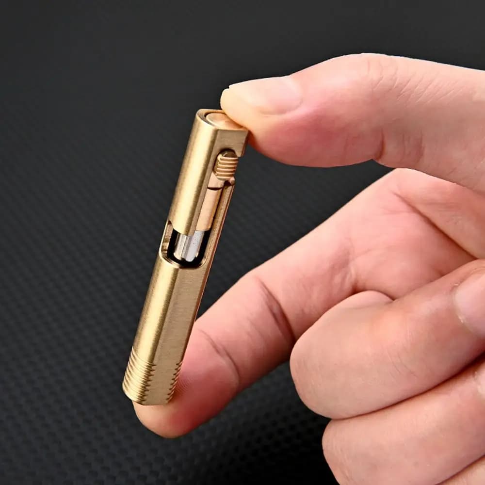 Penna a Sfera Compatta in Ottone Resistente con Inchiostro Sostituibile, Penna EDC per Scrittura