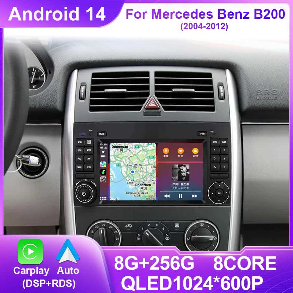 7" Car Radio For Mercedes Sprinter Benz B200 Vito W639 Viano B Class W169 W245 W209 Multimedia Carplay QELD Auto Stereo NO 2Din