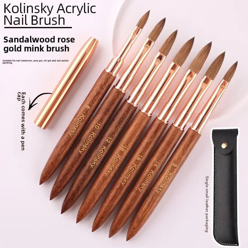 Forniture per unghie per professionisti Pennello per nail art Kolinsky al 100% Penna per estensione gel UV acrilico Pennello per disegno per pittura con smalto