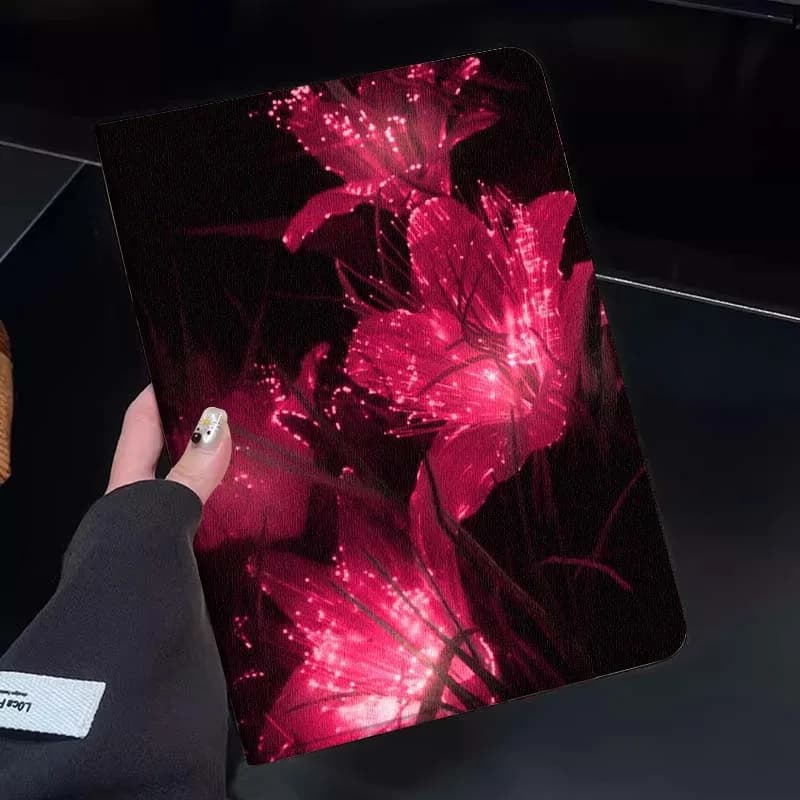 Custodia regalo per tablet con luci a stringa rosa a forma di giglio per Huawei Honor MatePad MediaPad Air 5 6 7 11 V6 V7 V8 V9 X9 X8 T10 T10s C5e T5