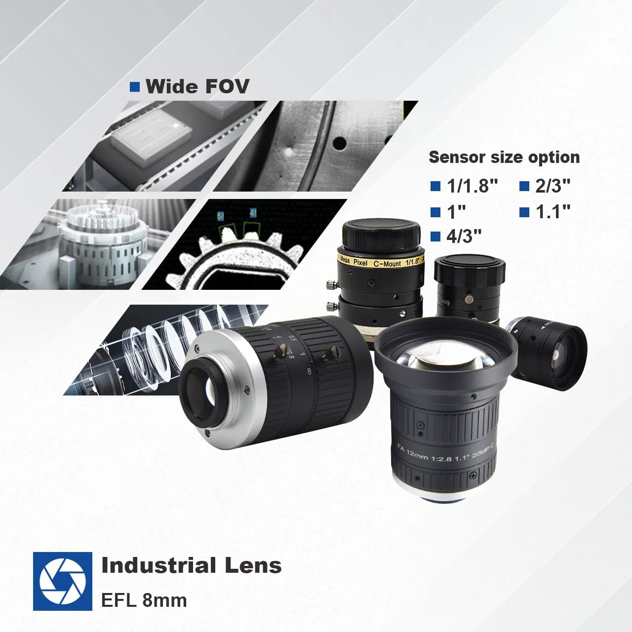 Illuminazione coassiale 1.2" 1.4'' Obiettivo fisso con attacco C 25 Mp 1.2 50mm F2.4 76.12 ° × 62.33 ° × 55.33 ° Monitoraggio industriale