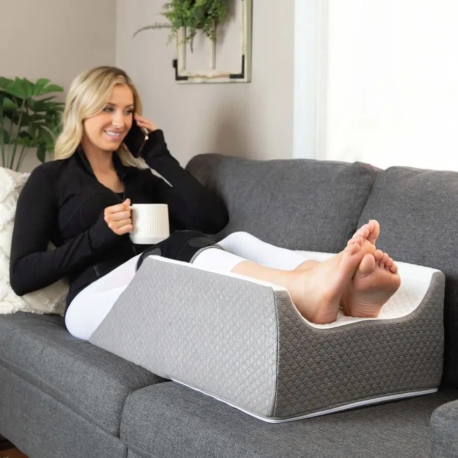 Cuscino per Elevazione Gambe Doppio, Cuscino Post-Operatorio per Gambe, Elegante Rivestimento Jacquard