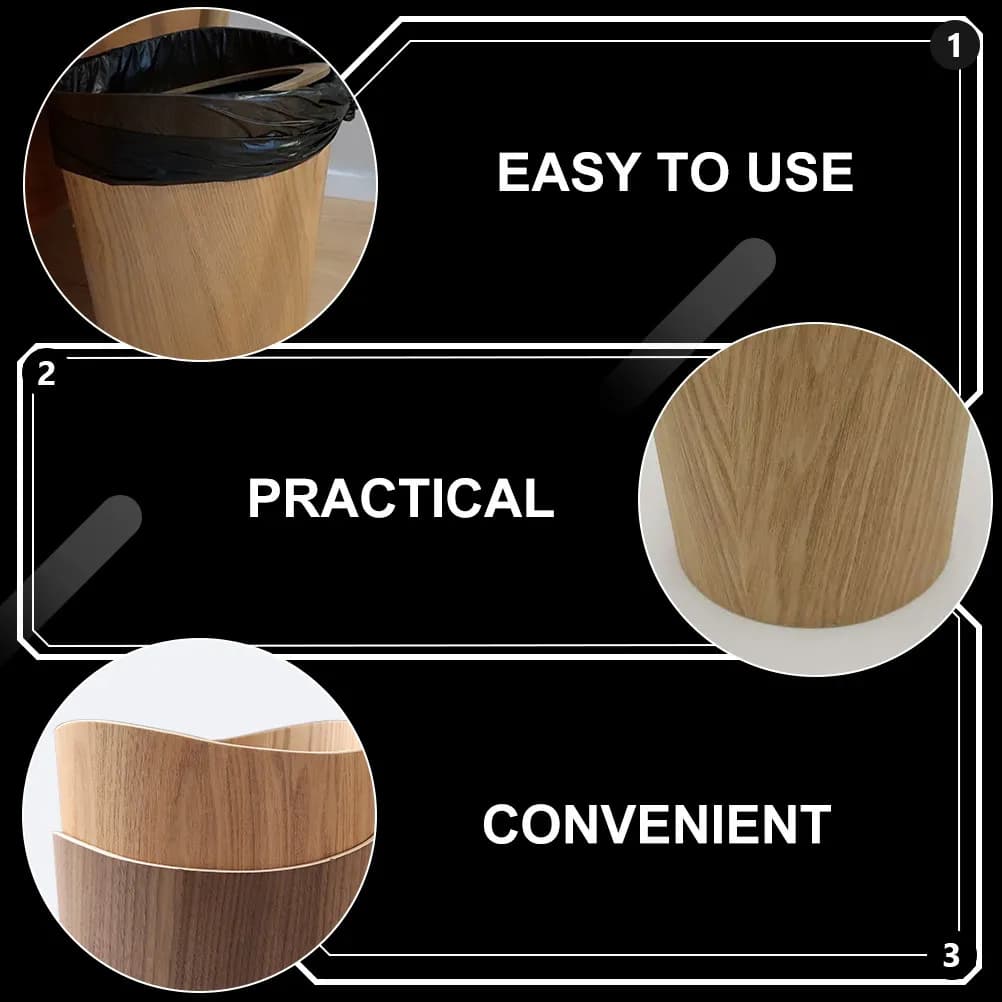 Cestino in Legno 1 Pezzo, Design Nordico, Contenitore per Rifiuti Domestici Resistente, Facile da Pulire, Organizzatore per la Casa in Legno
