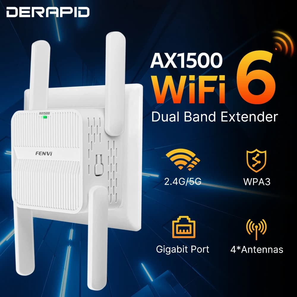 Fenvi WiFi6 AX1500 Ripetitore WiFi Router Extender Dual Band Amplificatore di segnale 4 * 2DBI Antenne Amplificatore di rete WPS Wi-Fi 6