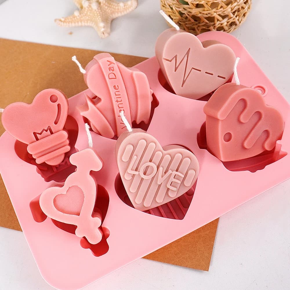Angelo Amore a forma di cuore Stampo per cioccolato in silicone Torta Vassoio di ghiaccio Strumenti di cottura Sapone fatto a mano Stampo per candele Decorazione di San Valentino Regalo