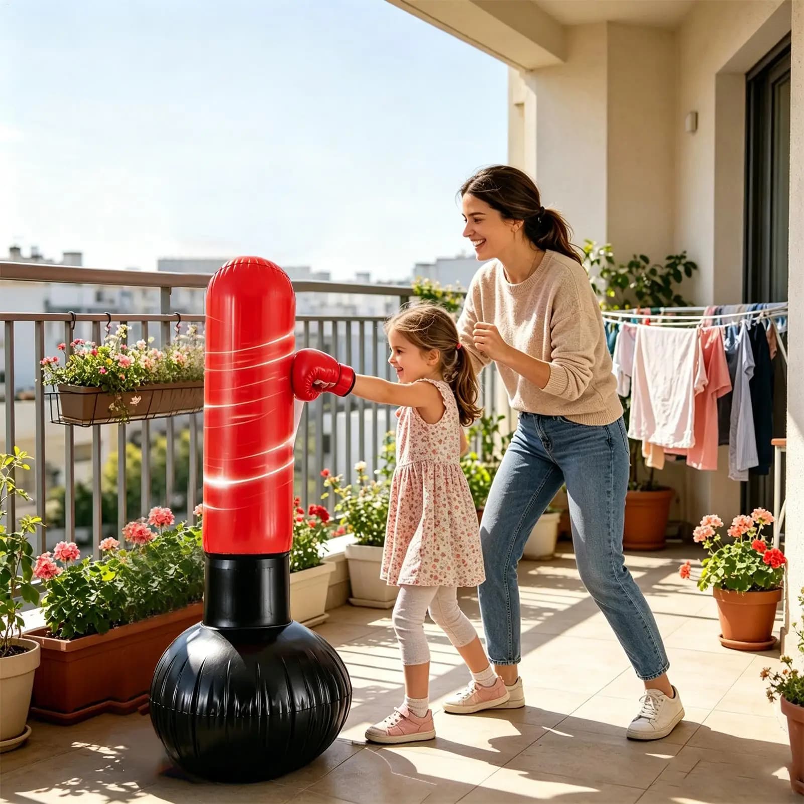Punching Bag Inflatable Standing Kickboxing Exercise Equipment Boxing Bag Toy For Women Youth Teens Children Home Apartment Gym