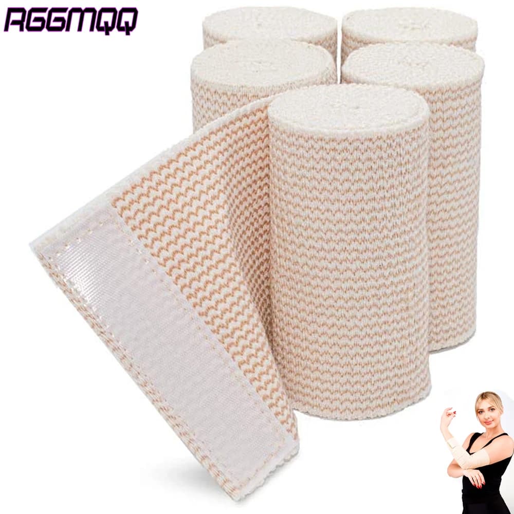 1 rotolo di benda elastica premium RGGMQQ – Benda a compressione autoadesiva resistente per sport, supporto per caviglia e polso, pronto soccorso