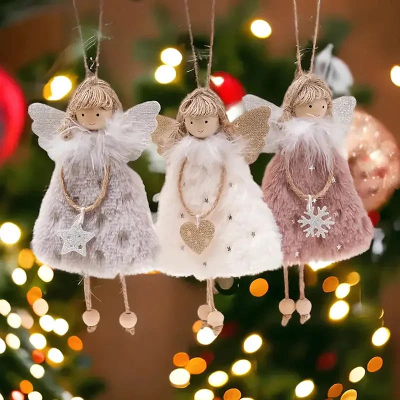 Decorazione natalizia Ciondolo bambola angelo Ciondolo angelo peluche per la festa di Natale Decorazione di nozze per festa di compleanno di Capodanno