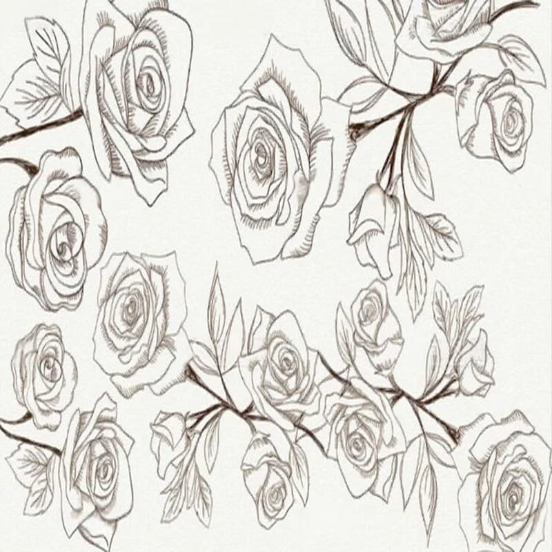 Matita Hand Painted Rose Plants TV Luxurious House Decoration Bedroom Background Wall