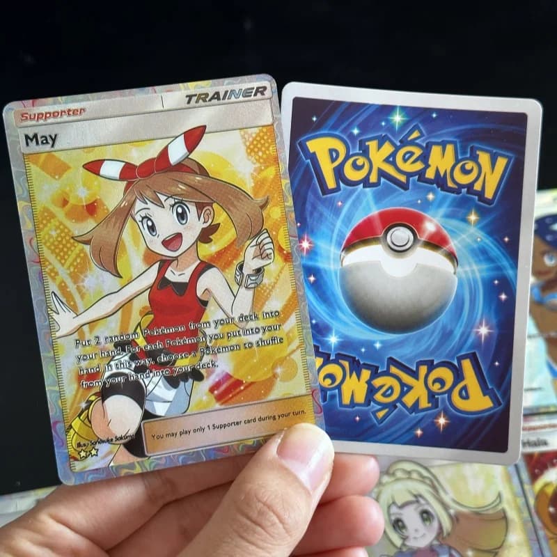 Diy PKM TCG Pocket Cards Immersive Trainer Lusamine Lillie Lisia May Copycat B1 Mega Rising App Game Card