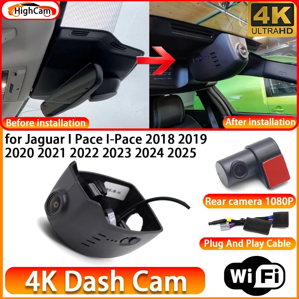 for Jaguar I Pace I-Pace 2018 2019 2020 2021 2022 2023 2024 2025 OEM 4K DVR Dash Cam Front Rear Camera WiFi Video Recorder