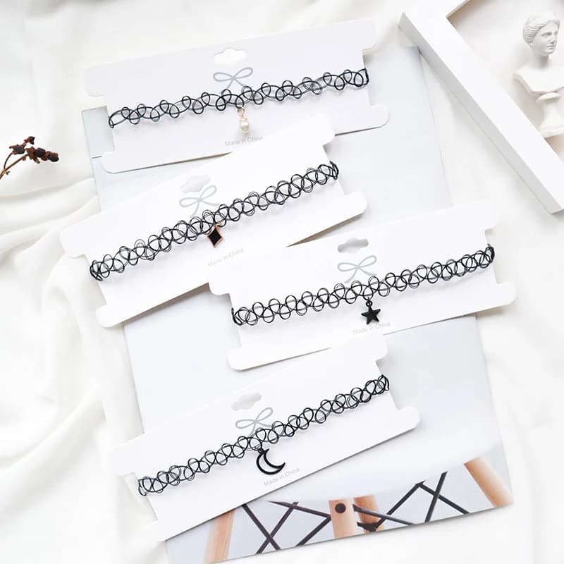 Collana girocollo di moda collana con ciondolo a forma di stella con catena a forma di tatuaggio con clavicola nera collana con ciondolo al collo con gioielli per feste