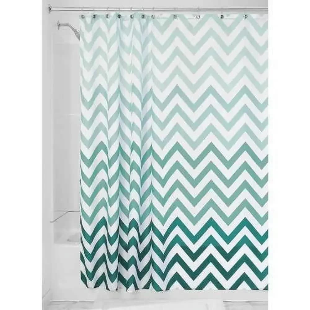 Ombre Chevron Pattern Fabric Shower Curtain 72x72 Inch Mint and Multicolor Design