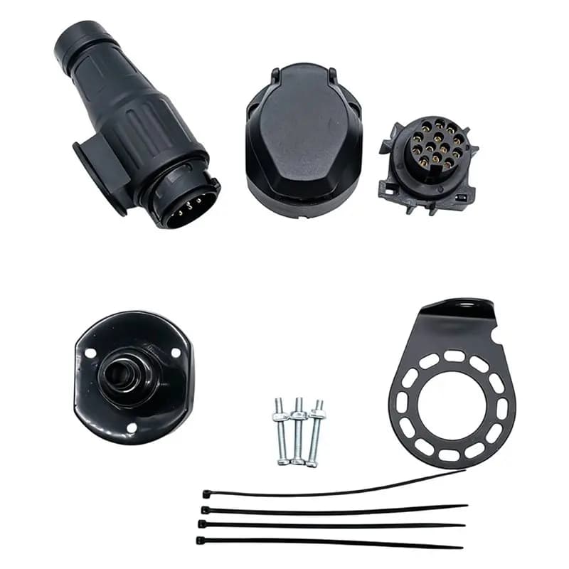 A82M-Bracket And Cable Tie Included 13-Pin Trailer Plug And Socket Kit-Electrical Connector For Trailers