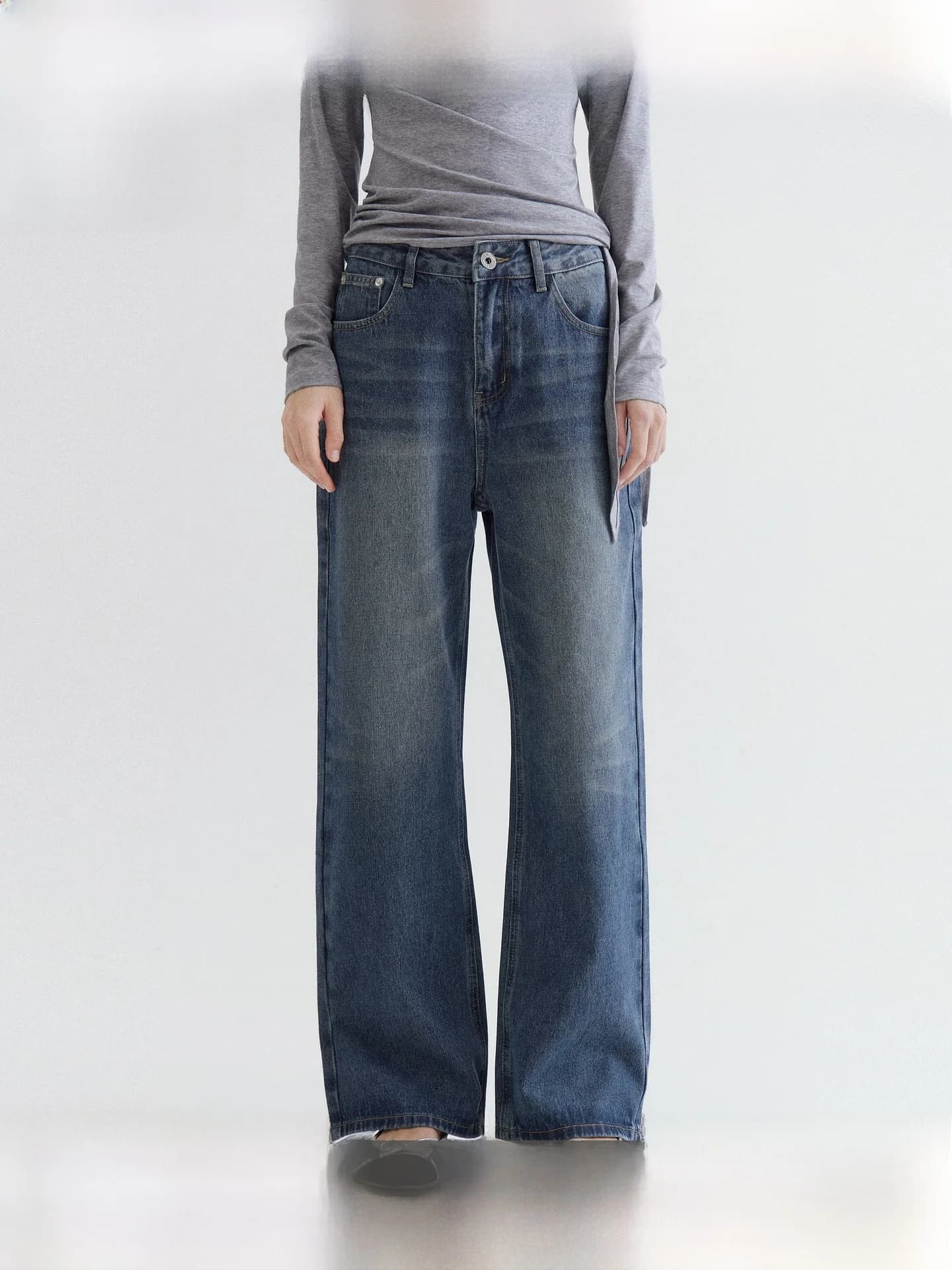 Jeans Fano Vintage a Gamba Dritta e Larga, Vita Alta, in Misto Cotone, Comodi, Nuovo Stile Primaverile, Pantaloni da Donna per il Lavoro