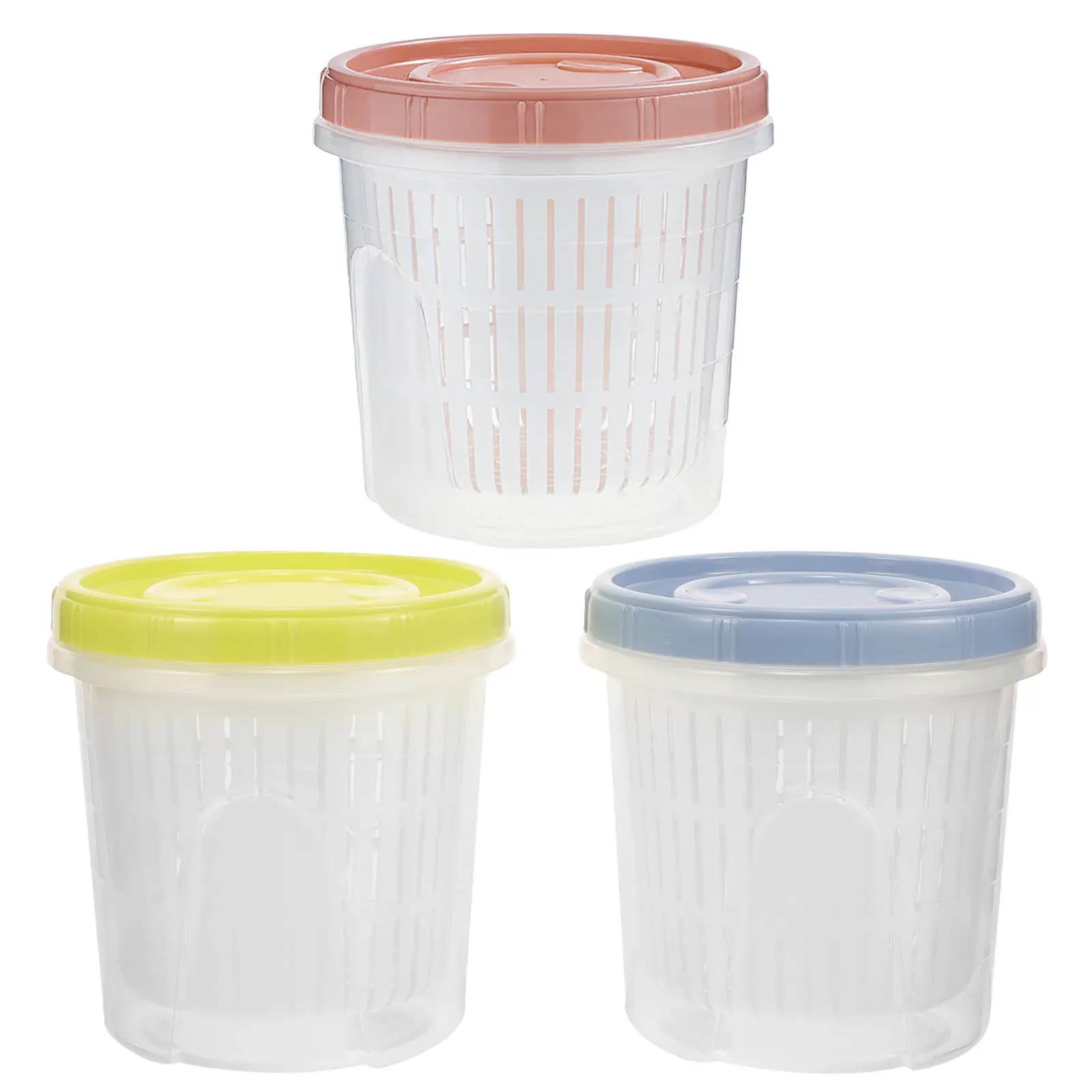 Set di 3 Contenitori per Sottaceti con Filtro, Barattoli Sigillati da 1250ml per Conservare Cetrioli, Olive, Kimchi, Salvaspazio
