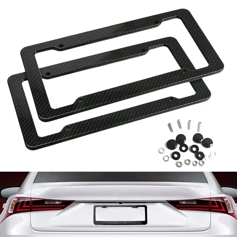 Number Plate Holder Carbon Fiber Car License Plate Frame Holder Car License Plate Frame Label Universal Auto Parts