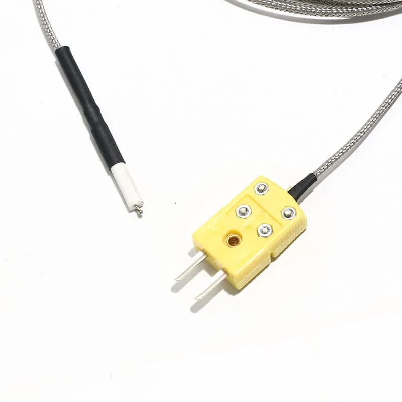 1PC Cavo per termocoppia tipo K 1/2/3/4/5M con caricatore a spina Sonda di rilevamento di perline in ceramica a vista Monitoraggio della temperatura superficiale