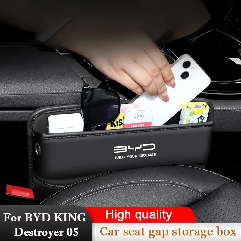 Per BYD KING Destroyer 05 Seggiolino auto Gap Filler Scatola portaoggetti in pelle Tasca portachiavi per telefono cellulare Borsa portaoggetti Organizzatore interno
