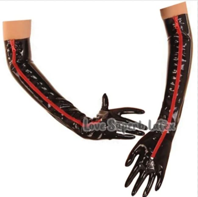 Black Sexy Arm Length Latex Gloves With Zipper At Top Long Rubber Mittens Halloween