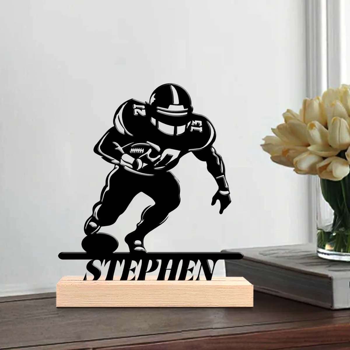 1pc Desktop Metal Ornaments Custom Name Equipped with Wooden Base Holiday Decoration Gifts,Desktop Statue Ornaments