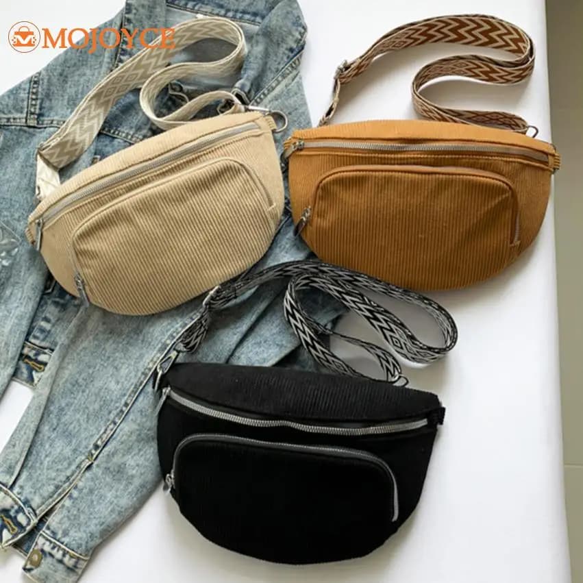 Bags on the chest Shoulder Velvet Bag for Women Shoulder Bags Vintage Running Shoulder Bags Marsupi Random Belt Bags