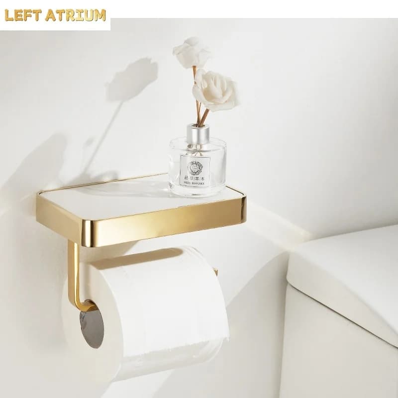 Metal Tissue Holder Rock Slab Paper Towel Storage Rack Racks Home Wall Mounted Toilet Stand Bathroom Shelves