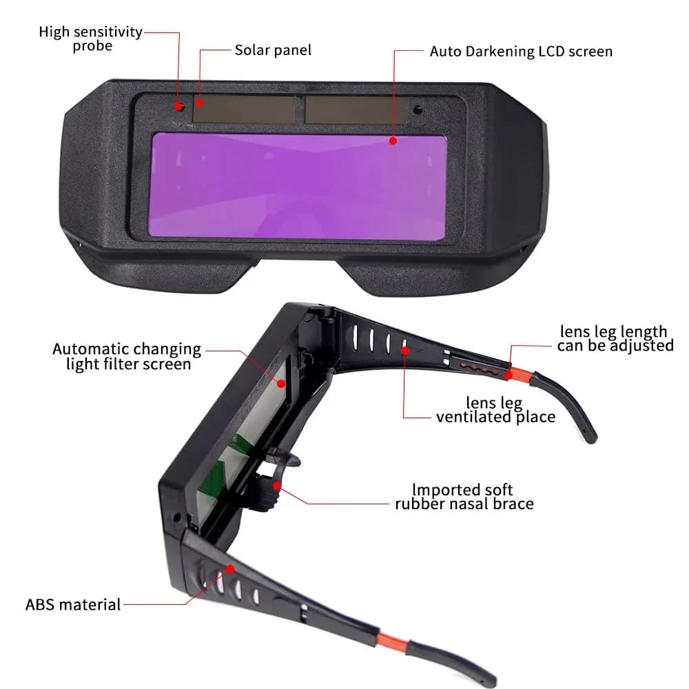 Solar Power Welding Helmet Welding Glasses with Automatic Darkening LCD Welder Glasses for Plasma Welder TIG MIG MMA