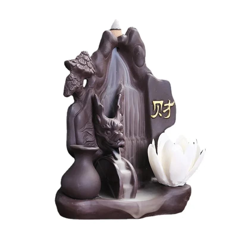 Feng Shui Cai Home Decorare Lucky Fortune Drago cinese Riflusso Porta bastoncini di incenso per ornamento da ufficio