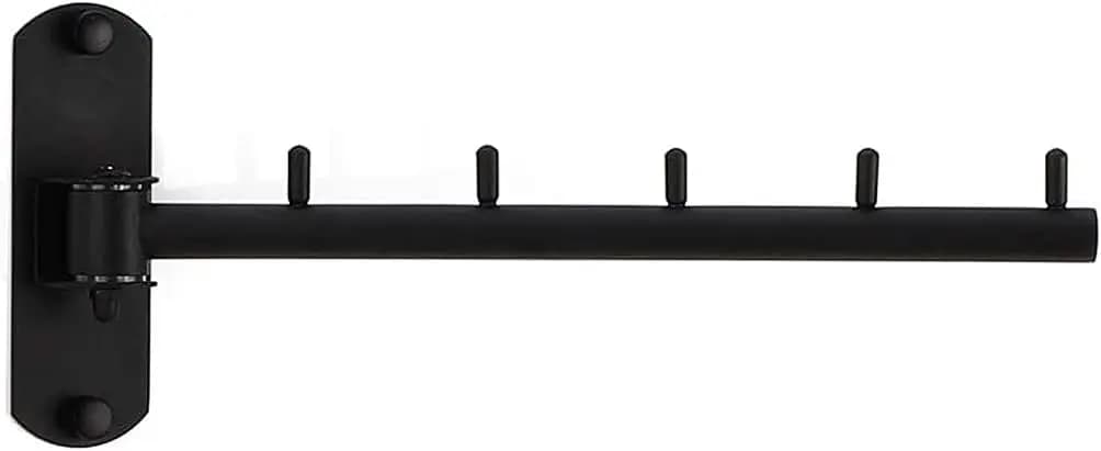Appendiabiti da Parete Pieghevole con Braccio Girevole in Acciaio Inox, Gancio Resistente per Bagno, Camera da Letto, Lavanderia, Nero