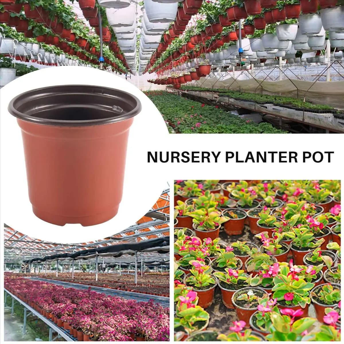 AT16 200 Pezzi Vasi in Plastica da 4 Pollici per Semina Fiori e Piante, Contenitori per Semenzaio, Vasi per Piantare