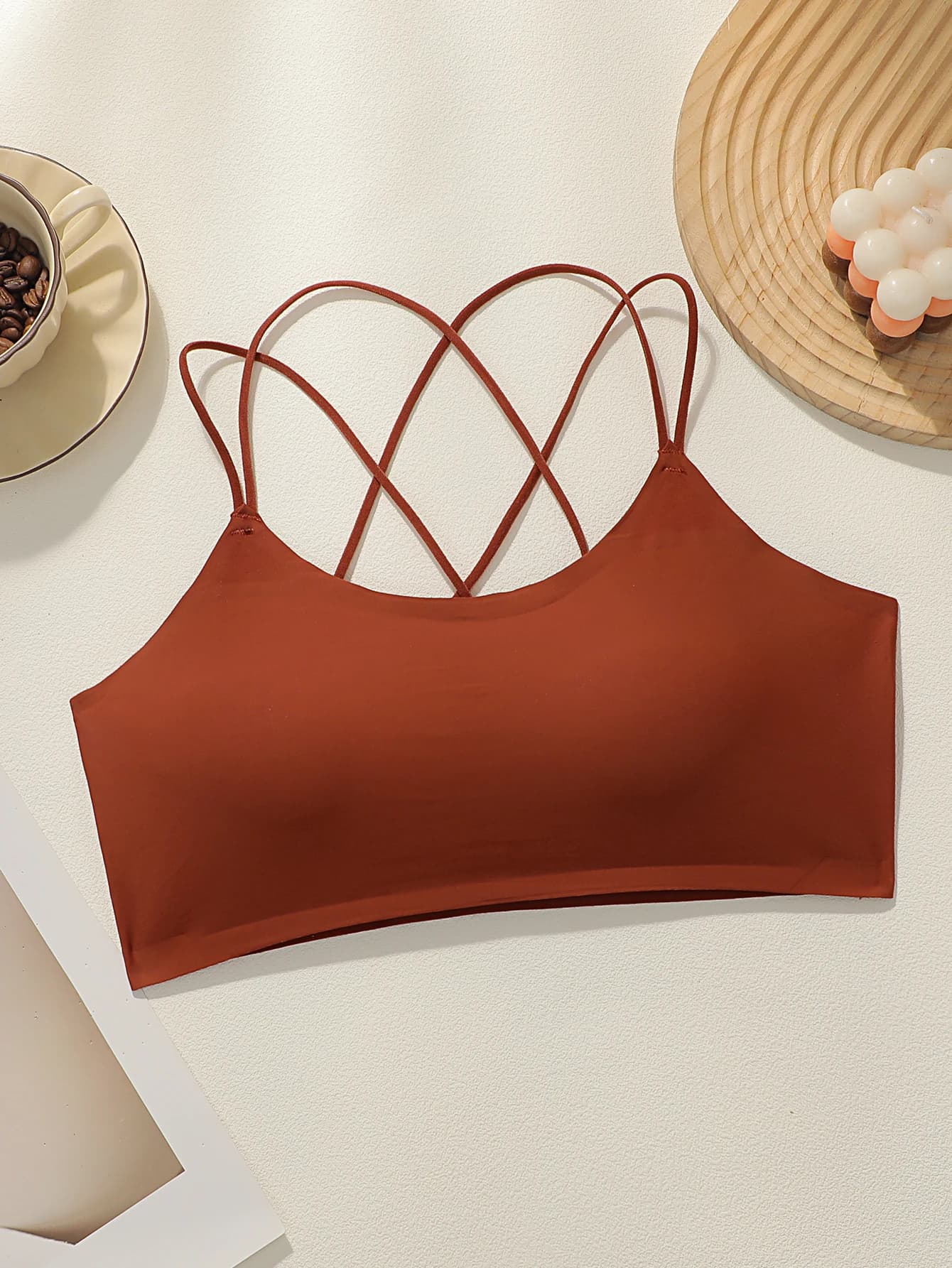 Reggiseno da donna in seta ghiacciata con coppe staccabili, senza anello in acciaio, push-up, con spalline incrociate, comodo e aderente Z633