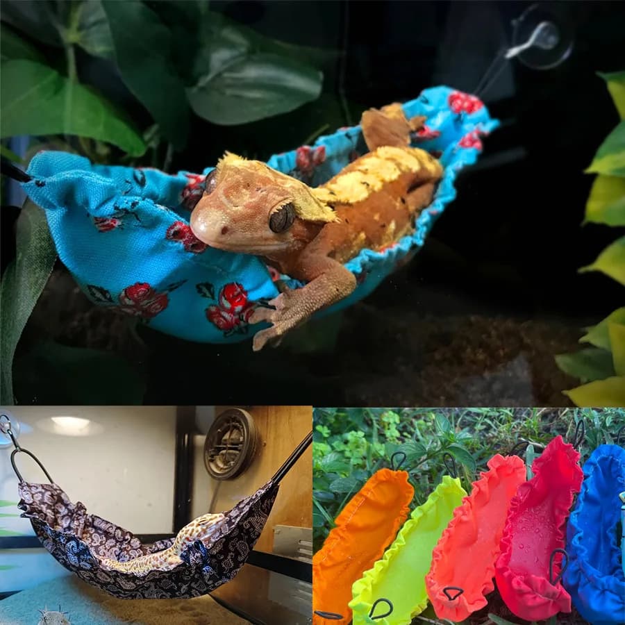 Amaca Gecko, lettino per lucertole drago barbuto, accessori per serbatoi di reptologia rettili con 2 robusti ganci a ventose per camaleonte