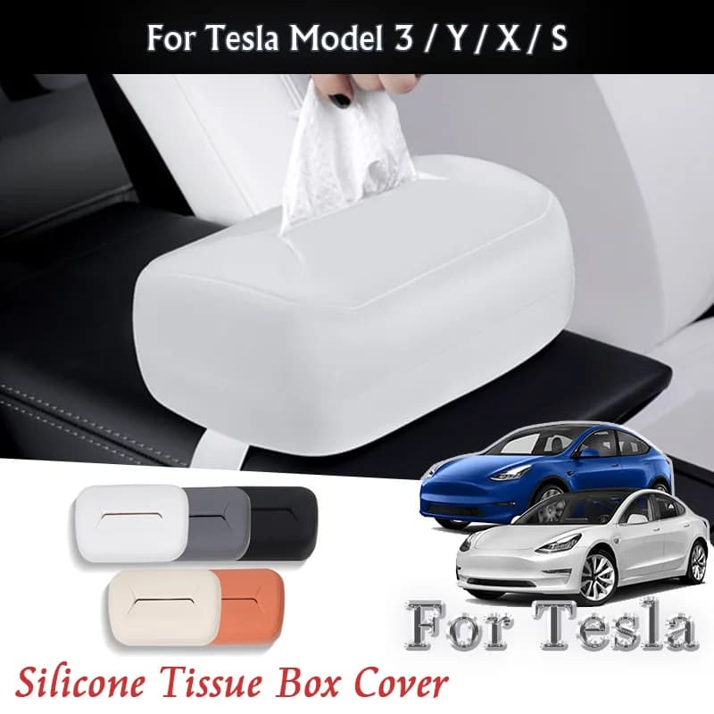 Per Tesla Modello 3 Y XS 2017 2024 2025 Auto Porta fazzoletti in silicone Scatola di immagazzinaggio Organizer Accessori Modifica interna automatica