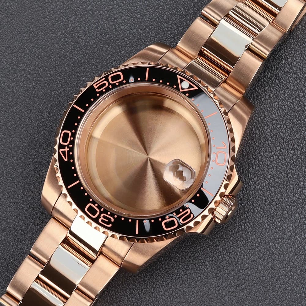 Women's 40 mm watch case with sapphire straps and crystal for SUB YACHT NH35 NH36 NH34 Miyota8215 Eta2824 Movt, water resistant, 28.5 mm dial
