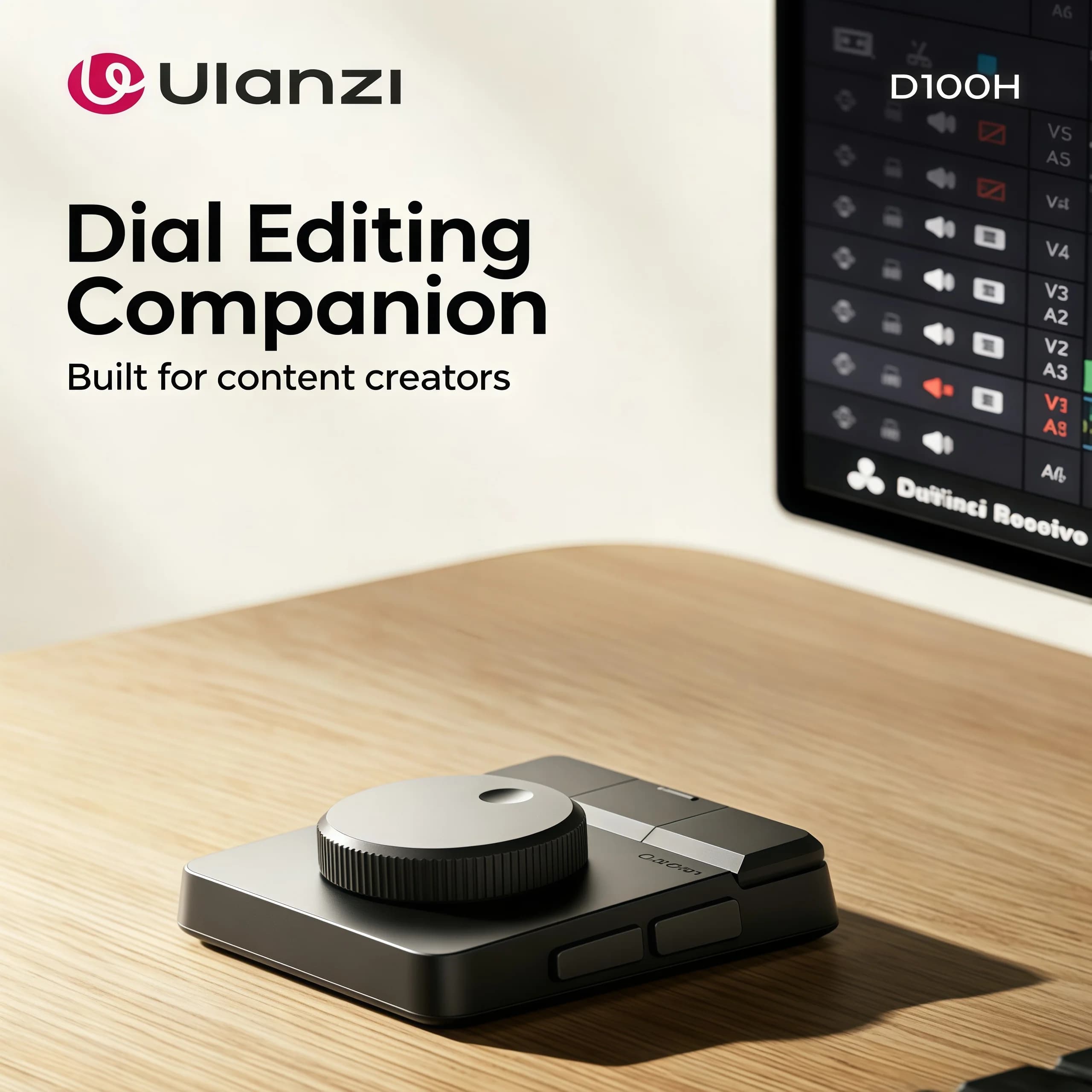 Ulanzi D100H Stepless Knob Dial Video Editing Assistant Desktop Macro Stream Deck Controller Central Control Broadcast Station