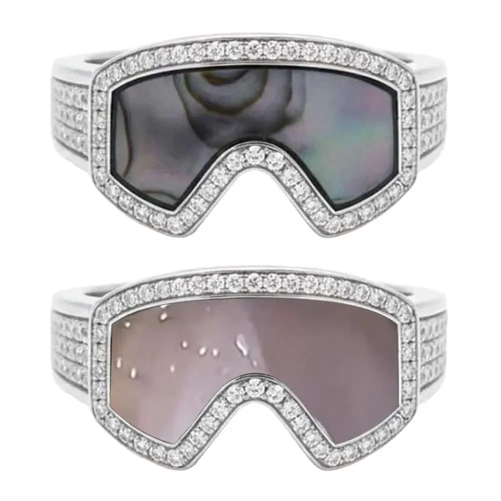 Anello per occhiali da sci Anello a tema sportivo Anello per occhiali da sci Anello regolabile Accessorio per gioielli per sport invernali Regalo per appassionati di sci per l'inverno