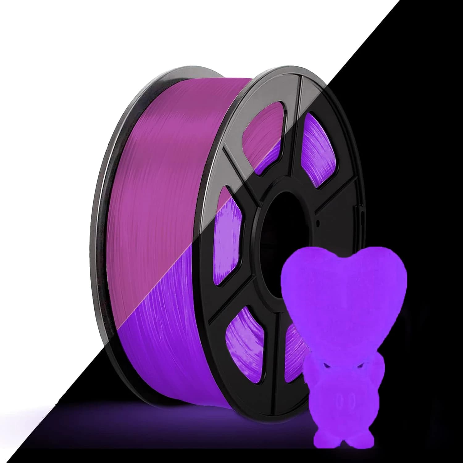 3D Printer Filament in TPU 95A, 1,75 mm, phosphorescent violet, soft TPU flexible filament for 3D printing, 250 g coil