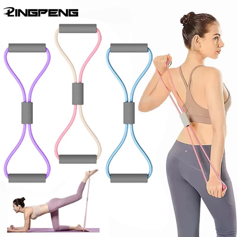 1 pz palestra di casa fascia elastica attrezzatura per il fitness portatile 8 forme corda di tensione fascia di resistenza yoga apertura della spalla espansore toracico